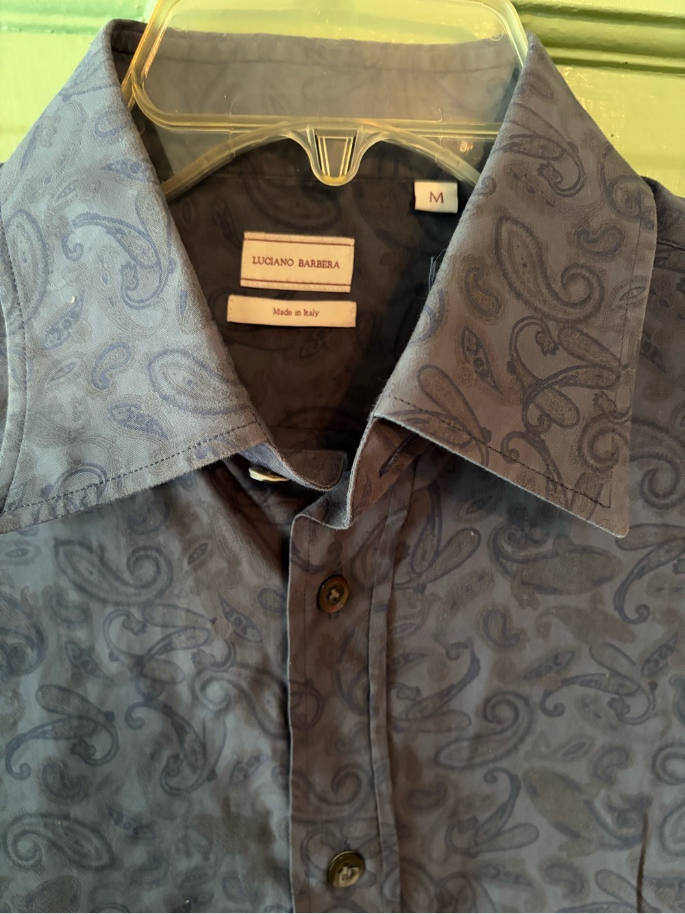 Luciano Barbera shirt navy paisley cotton men’s medium